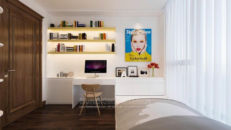 Trang trí nội thất phòng làm việc tại nhà ngay trong phòng ngủ hiện đại và tiện nghi